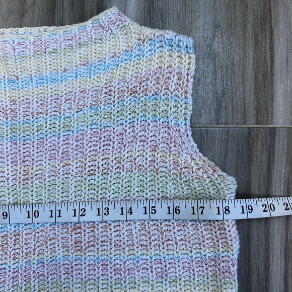 VTG Y2K‎ 90s Crochet Tank Top Multi-color Boho Closed Knit Shirt Hippie festival - Picture 3 of 4